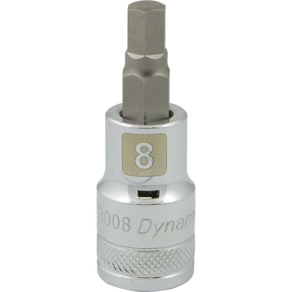 Dynamic Tools 1/2" Drive Metric Hex Head, 8mm Bit Std Length, Chrome Socket D013008